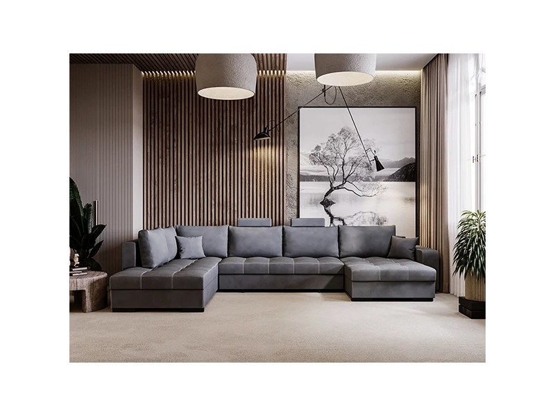 Narożnik London z Funkcją Spania U-kształtny z pojemnikiem