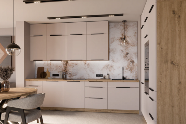 Kuchnia SOLEA – Przytulny Cashmere i Naturalny Artisan (Zestaw 310cm)