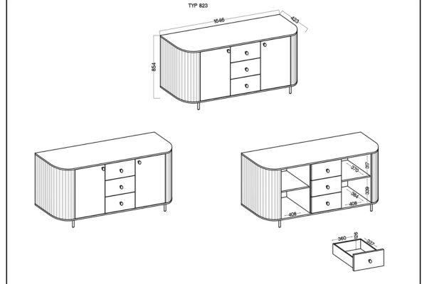 Komoda OVALIO – Nowoczesna Elegancja w Kolorze Dąb Cremona/Beż Piaskowy - obrazek 8
