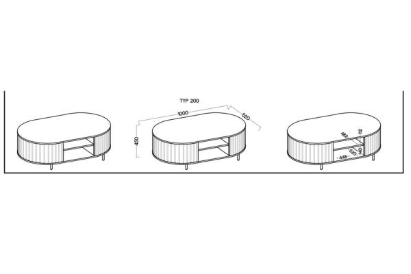 Stolik Kawowy OVALIO – Nowoczesny Design w Kolorze Beż Piaskowy/Dąb Cremona - obrazek 6