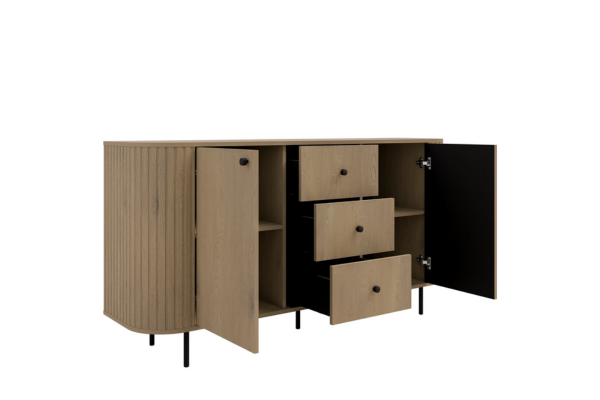 Komoda OVALIO – Nowoczesna Elegancja w Kolorze Dąb Cremona/Beż Piaskowy - obrazek 7